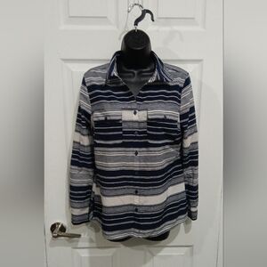 Notations Navy and White Striped Top